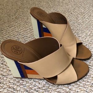 Tory Burch nude slide heels